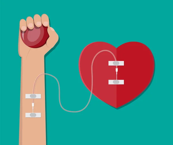 Tangan donor dengan hati - Stok Vektor