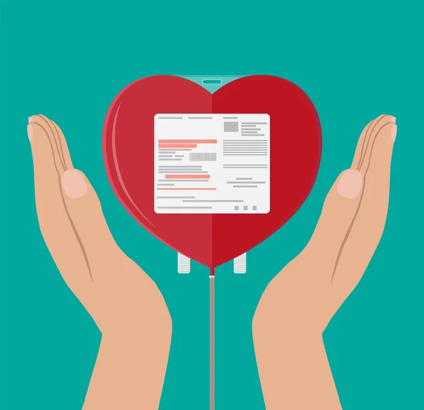 Hand van donor met hart — Stockvector