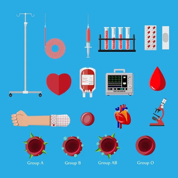 Día de donación de sangre. Humano dona sangre — Vector de stock