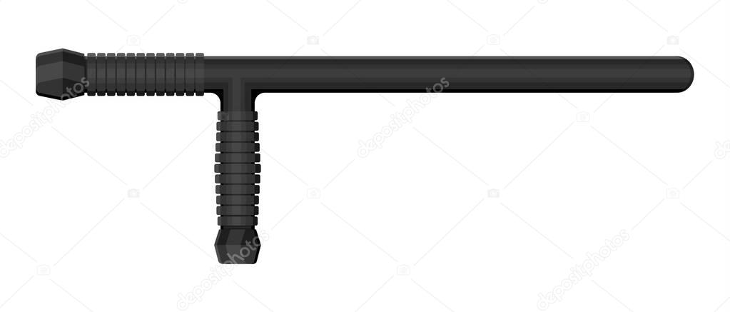 Police baton or nightstick. Rubber truncheon. Vector illustration in flat style