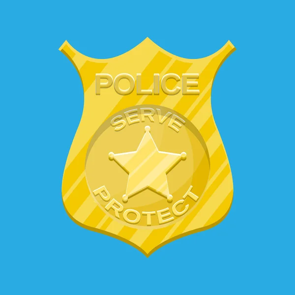 Polis badge. Guld emblem. — Stock vektor