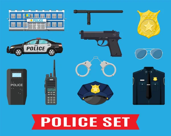 Police equipment set. — Stock Vector