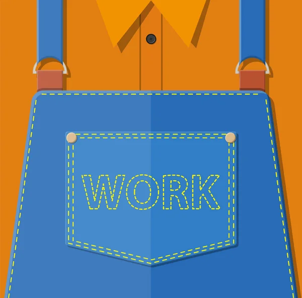 Modré džíny zástěra s pečení a kapsou. — Stockový vektor