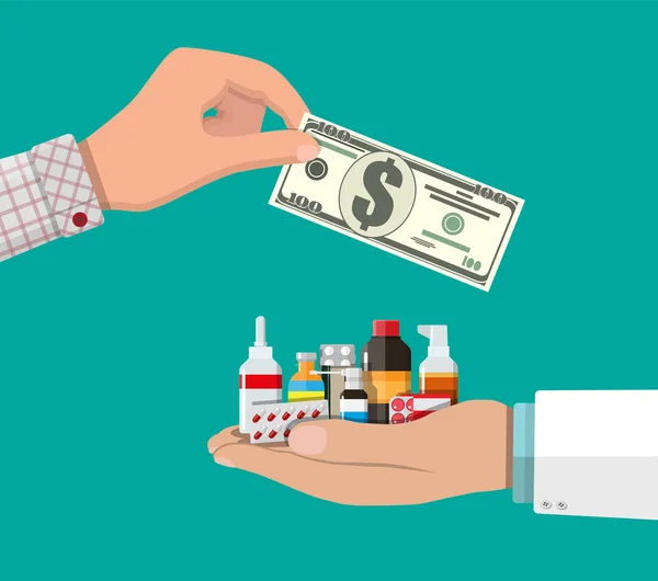 Buying and selling drugs. — Stock Vector