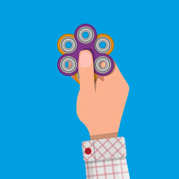 Gira la mano. Juguete antiestrés, fidget spinner . — Vector de stock