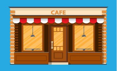 Cafe shop dış. Sokak restraunt bina.