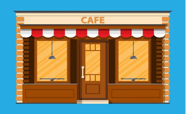 Cafe shop külső. Épület utcai berendezése. — Stock Vector