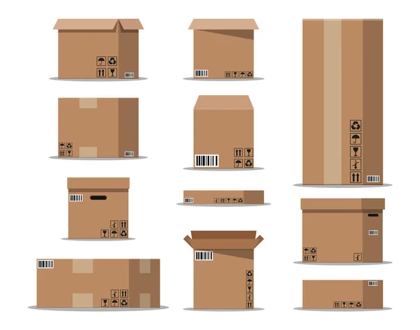 Набор картонных коробок — стоковый вектор