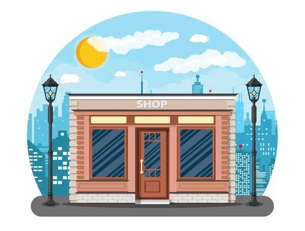 Loja Genérica exterior na rua da cidade —  Vetores de Stock