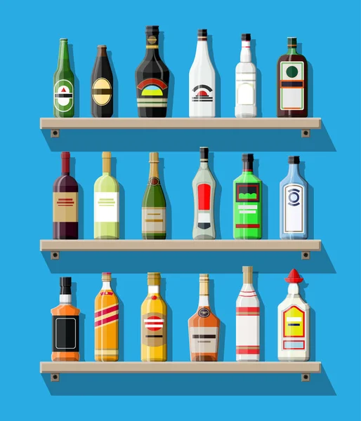 Alkohol italok gyűjtemény. Üveg polc — Stock Vector