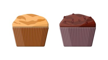 Muffin küme. Chcolate ve vanilya cupcake.