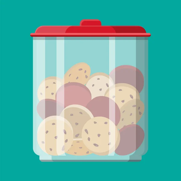 Pot en verre avec biscuits choclate à l'intérieur . — Image vectorielle