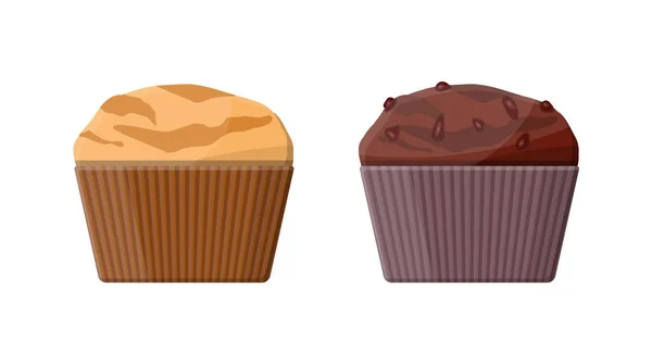 Ensemble de muffins. Chcolate et cupcake à la vanille . — Image vectorielle