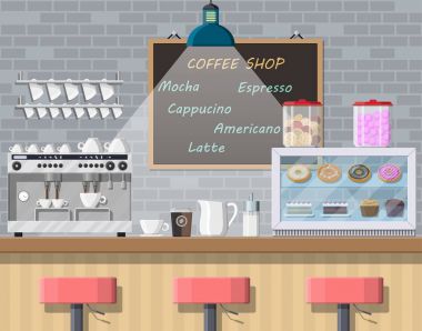 Kafeterya, Bar, kafe ya da bar iç.