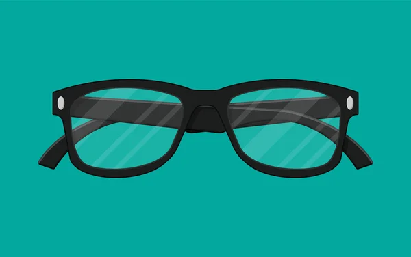 Plastic framed glasses isolated on green. — Stock Vector