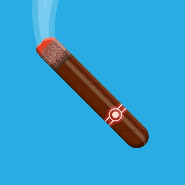 Fumar cigarros. Cigarrillo Cuba marrón con etiqueta . — Vector de stock