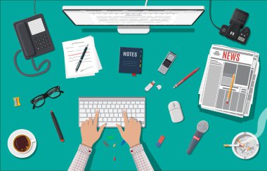 Yazar ya da gazeteci işyeri.