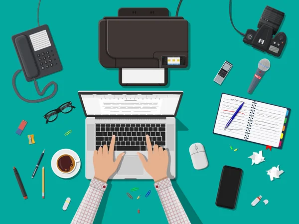 Écrivain ou journaliste lieu de travail . — Image vectorielle