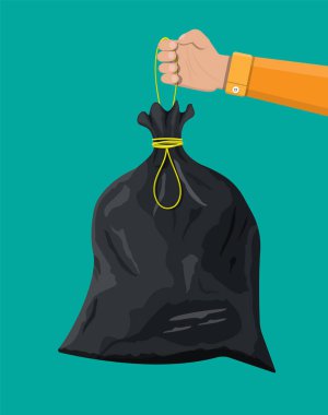 Plastik çöp torbası ipi ile el