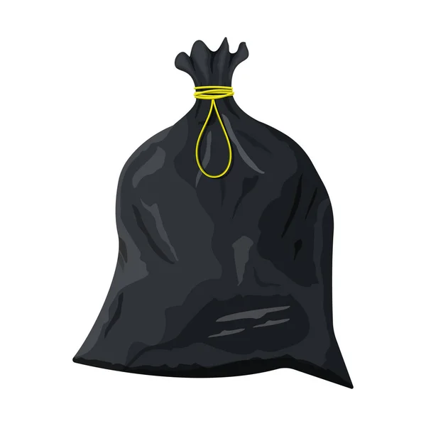 Bolsa de basura de plástico con icono de cuerda . — Vector de stock