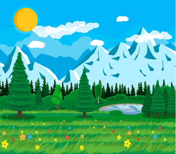 Summer nature mountain landscape, national park. — Stock Vector