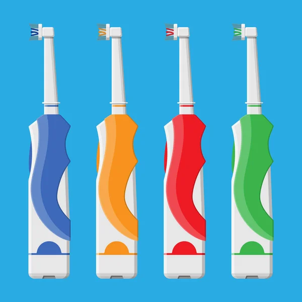 Brosse à dents électrique de différentes couleurs . — Image vectorielle