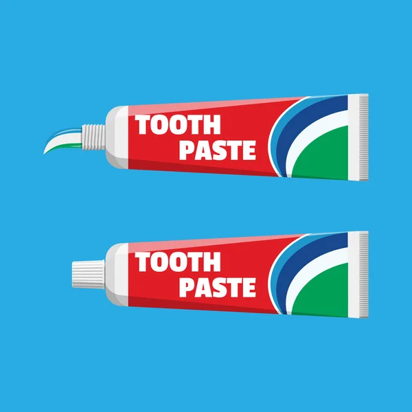 Trubice s pevně vložit. Balíček zubní pastou — Stockový vektor