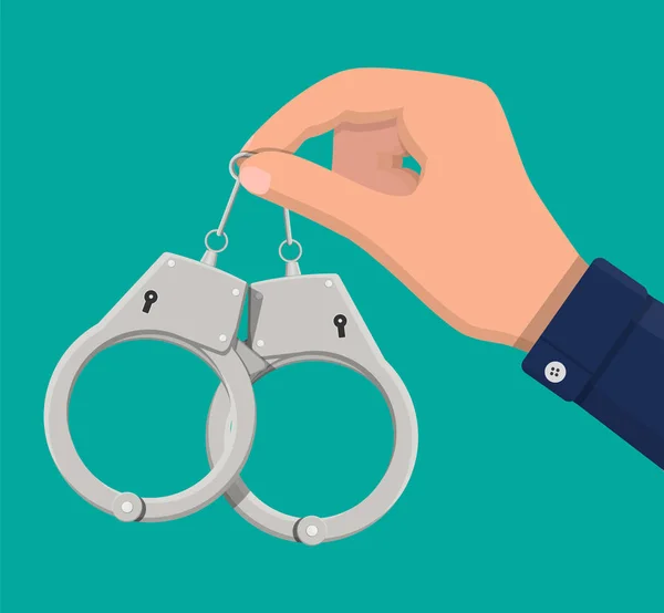Modern metal handcuffs. — Stock Vector