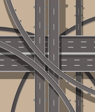 Modern yollar ve taşıma. Üstten Görünüm.