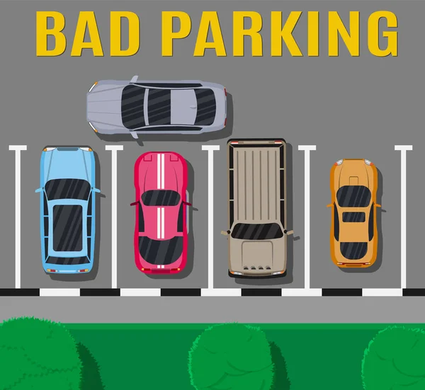 Chybné či nesprávné parkování. — Stockový vektor