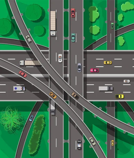 Routes modernes et des transports. Vue de dessus. — Image vectorielle
