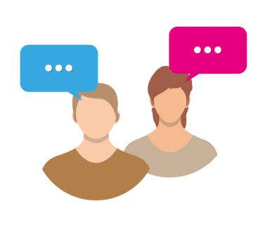 Çift avatar simgeleri ile iletişim konuşma balonları