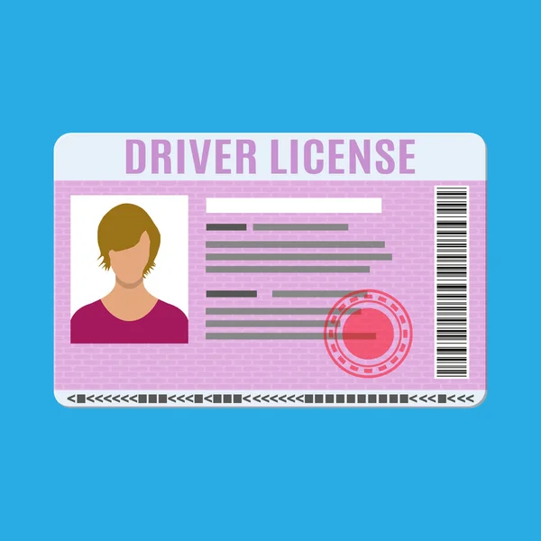 Tarjeta de identificación de licencia de conducir de coche con foto . — Vector de stock