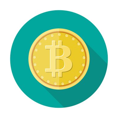 Altın sikke bitcoin işareti ile. Para ve Finans.