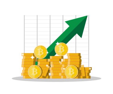 Altın sikke bitcoin işareti ile. Para ve Finans.