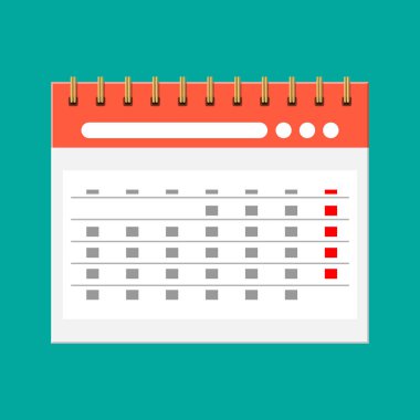 Kağıt sarmal duvar takvimi. Takvim düz simgesini.