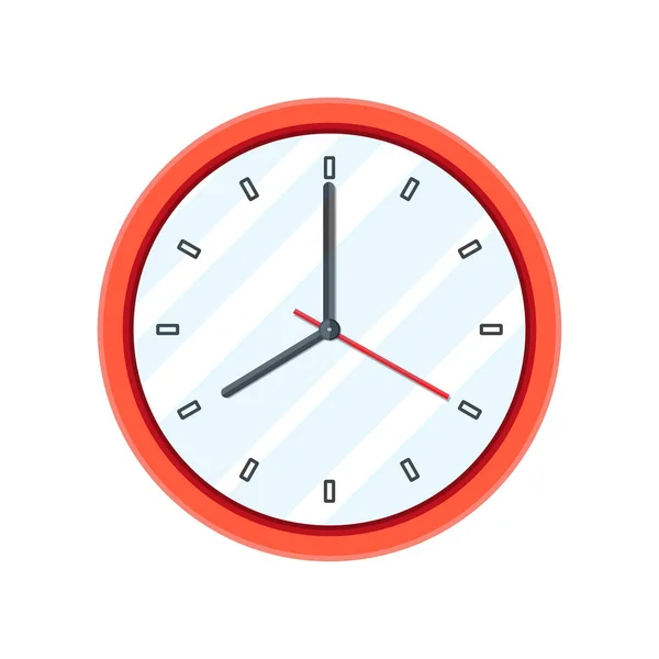 Simple classic red round wall clock. — Stock Vector