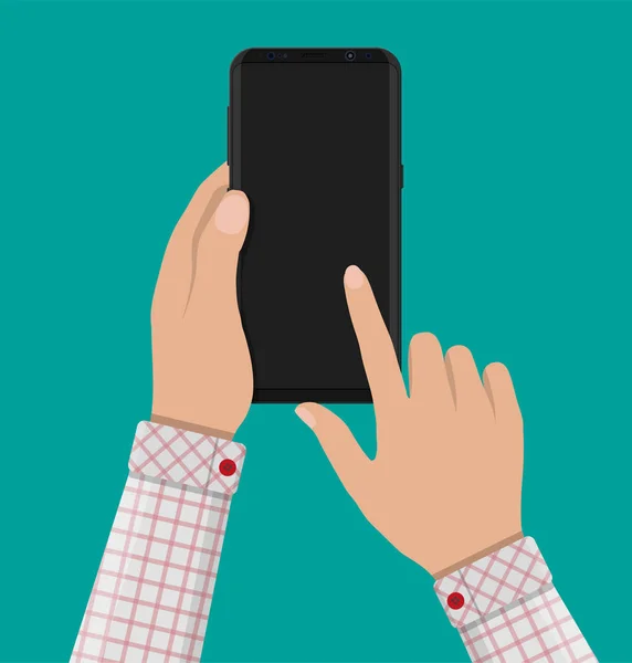 Smartphone com display de borda sem moldura na mão — Vetor de Stock