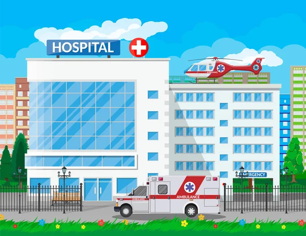 Sjukhusbyggnad, medicinsk ikon. — Stock vektor