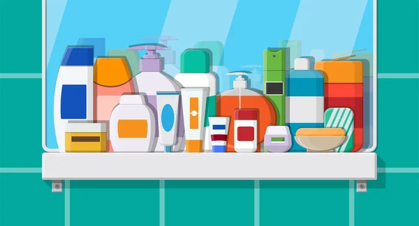 Set von verschiedenen farbigen Kosmetikflaschen. — Stockvektor