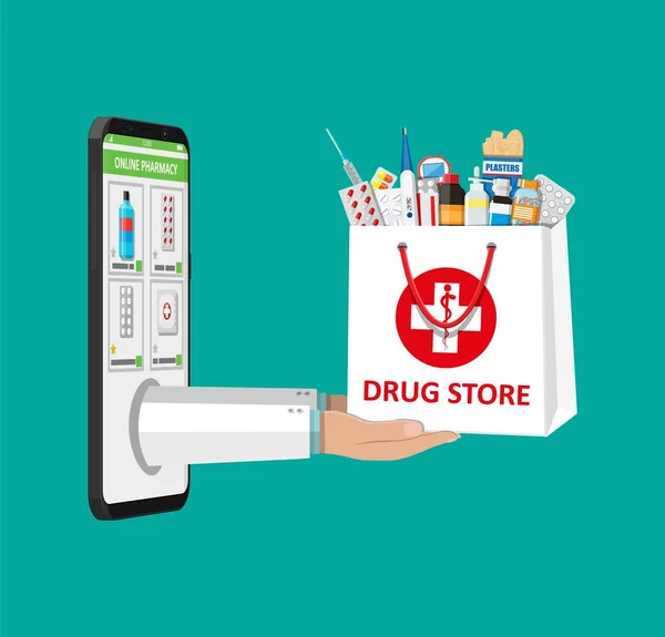 Farmacia o farmacia en línea — Vector de stock