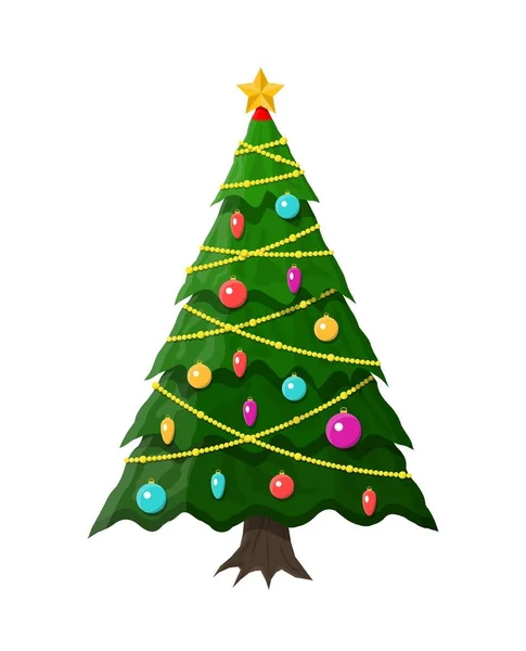 Christmas tree decorated — Stock Vector