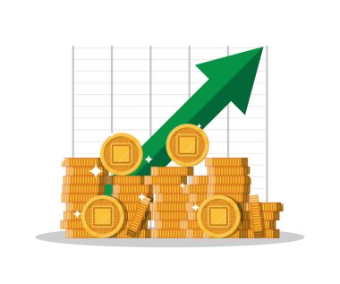 Bilgisayar çipi ile altın sikke.