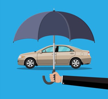 El araba korur şemsiye ile.