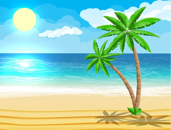 Paesaggio di palme sulla spiaggia — Vettoriale Stock