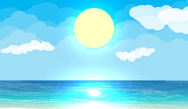 太阳与水中的反射. — 图库矢量图片