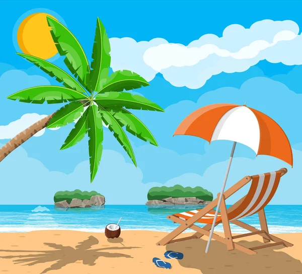Paisagem de palmeira na praia —  Vetores de Stock