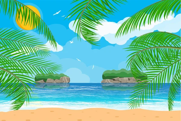 Landschap van palmbomen op het strand — Stockvector