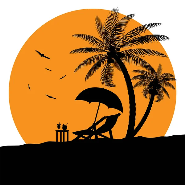 Landskap av palmer på stranden — Stock vektor