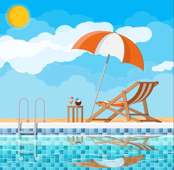 Schwimmbad und Liegestühle — Stockvektor
